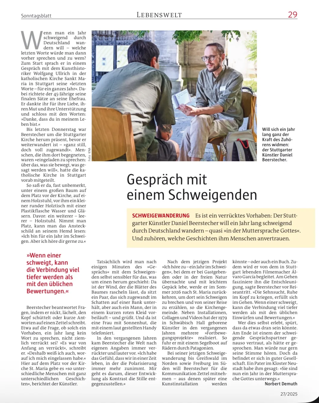 Ich höre zu – ein Jahr im Schweigen
